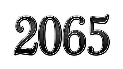 black metal 3d design of number 2065 on white background.