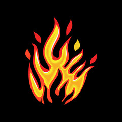 Flame illustration with yellow and red color scheme ideal for designs related to heat, energy, passion, and creativity. Bright and dynamic, for posters, banners, presentations, and branding materials 