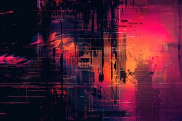 Obraz premium cityscape with a softly blurred backdrop of an illuminated neon sign