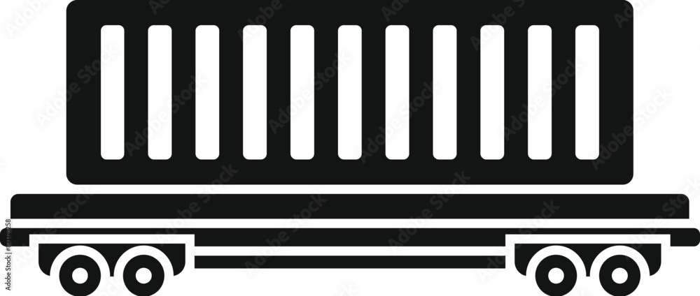 Poster simple icon of a railway platform carrying an intermodal container, representing the concept of carg