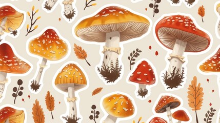 Playful chanterelle mushroom stickers