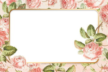 Rectangular floral frame png blank space