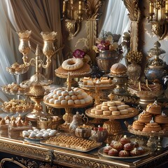 Golden Table of Delectable Desserts