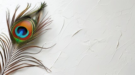 White background with space for text and a peacock feather © pngking