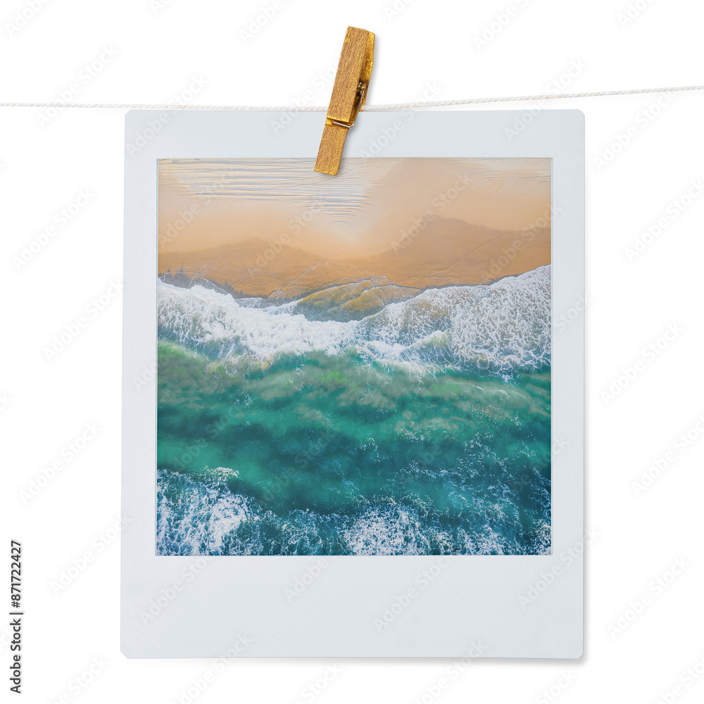 Canvas Prints beach wave png sticker, instant photo, summer aesthetic image on transparent background