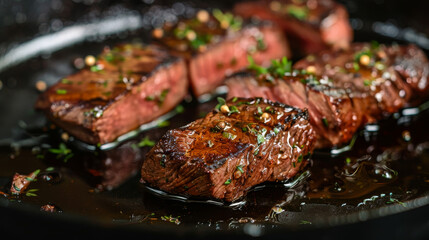 The steak is allowed to marinate for at least 30 minutes, allowing the honey to penetrate and flavor the meat.