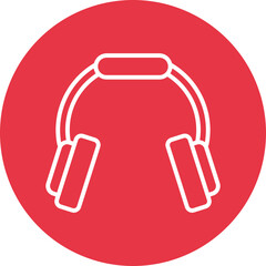 Headphones line circle icon