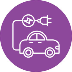 Electric Car line circle icon