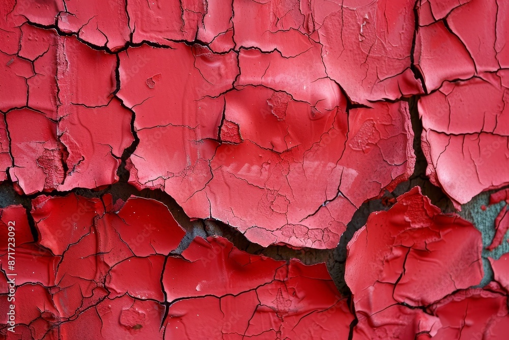 Poster old texture background with cracked red paint and rust.