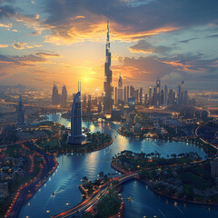 Obraz premium Views of tourist attractions in each country