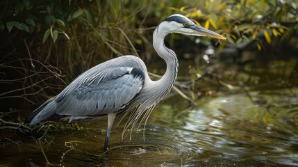 Fototapeta premium Grey heron standing in water