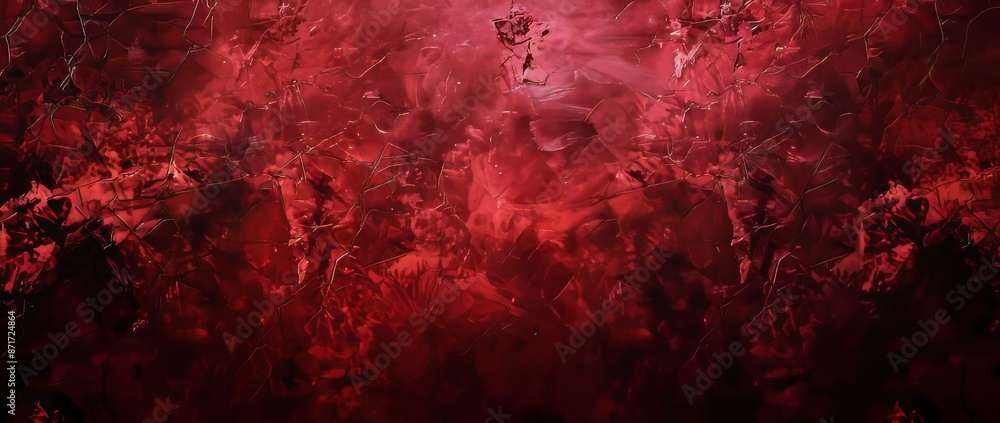 Poster rich red paper texture with cracks and scratches in a luxurious backdrop template for autumn or chri