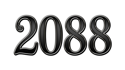 black metal 3d design of number 2088 on white background.