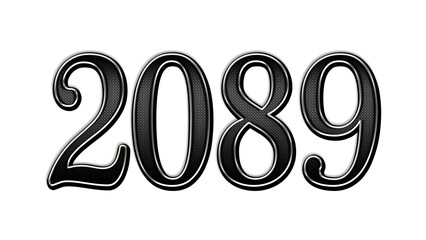 black metal 3d design of number 2089 on white background.