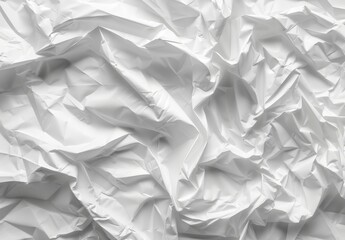 Obraz premium A plain white crumpled paper texture background is used for the mock-up of a white paper sticker poster concept on a wall.
