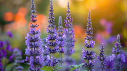 Purple blooms in a garden