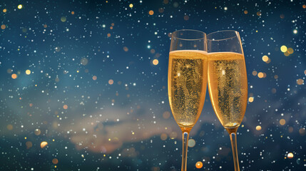 champagne glasses with bubbles