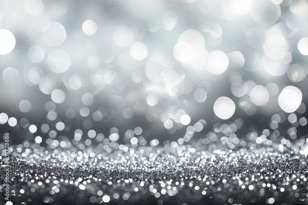 Poster silver and diamond dust bokeh blurred lighting from glitter texture abstract with bright and sparkli