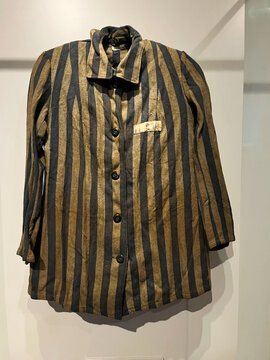 Amsterdam, the Netherlands. June 10, 2024. A prison coat from a concentration camp.