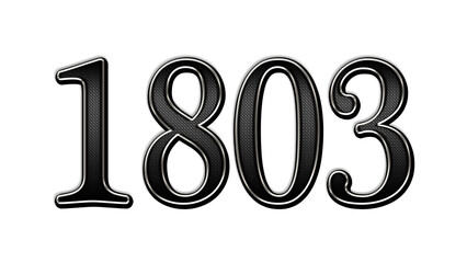 black metal 3d design of number 1803 on white background.