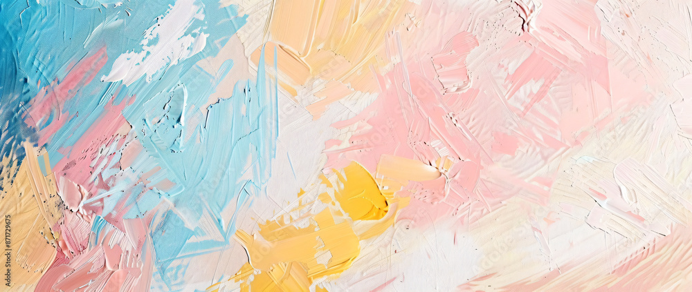 Poster abstract background with colorful brush strokes and splash, beige color palette, white space in the 
