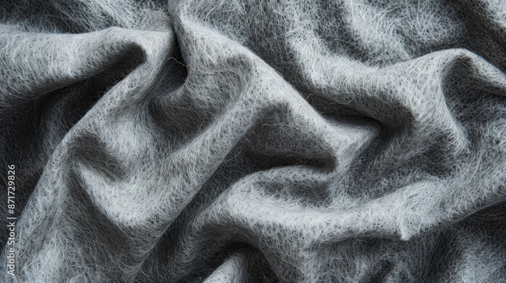 Poster Surface of felted fabric texture abstract background in gray color. High resolution image.