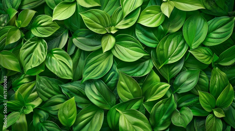 Poster pattern and background texture with horizontal green leaves
