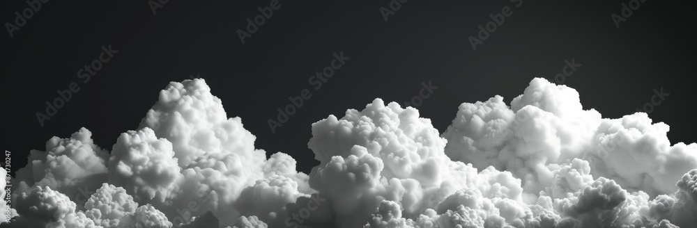 Poster white cloud collection isolated on black background. misty background or smog background. design ele