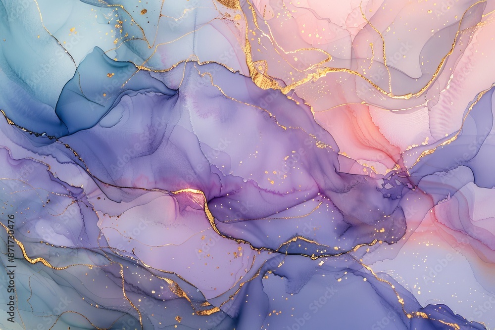Aufkleber an abstract fluid art painting created using the alcohol ink technique. a mixture of colors creates 