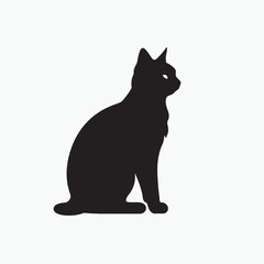 black silhouette of a cat simple illustration in white background