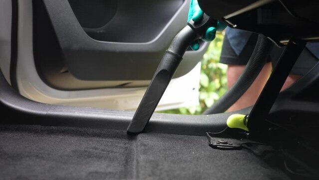 Car Interior Vacuum Close-up 4k