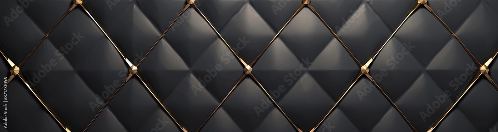 Poster an abstract black metal background with golden lines. a geometric design of 3d textures. a grid patt