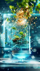 Futuristic Polyphenols Infusion Into Conditioner Dispenser with Neon Holographic Effects