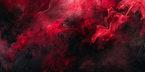 Fototapeta premium Vivid Abstract Red Smoke Swirl Background with Black Contrast
