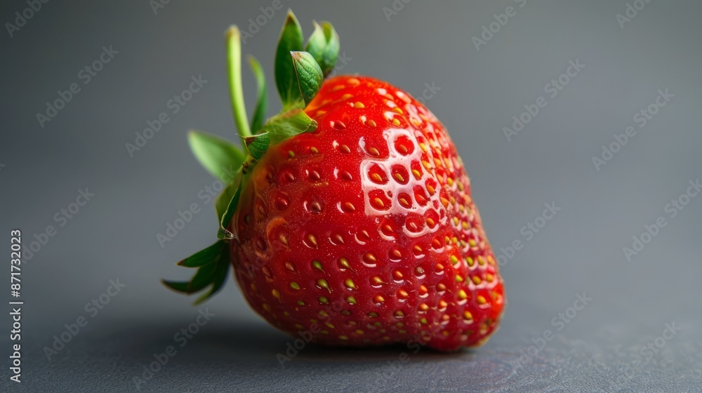 Wall mural ripe strawberry on a gray background