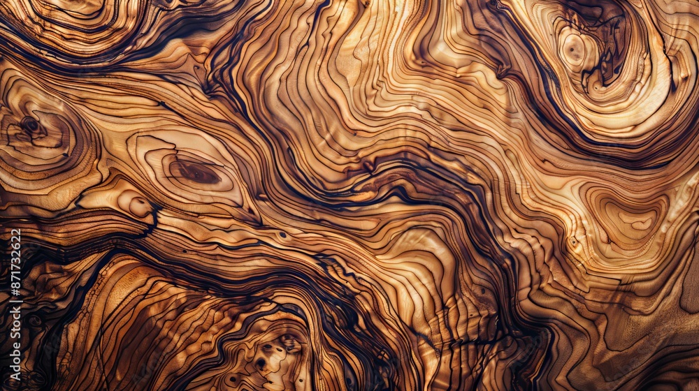 Poster walnut wood with veins texture for furniture - detailed tile format repetitive pattern - generative 