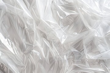 A transparent wrinkled plastic bag texture, macro, white background