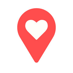 Flat style location love marker | wedding location vector icon | Simple heart map pointer icon