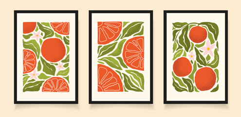 Set 4 drawing floral abstract illustrations in Matisse style. Pink wavy flower and black branches on white background. Modern design for poster, cover, print, card.