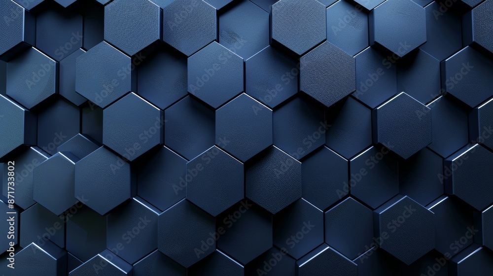 Poster background texture of hexagonal dark blue. 3d illustration, 3d rendering.