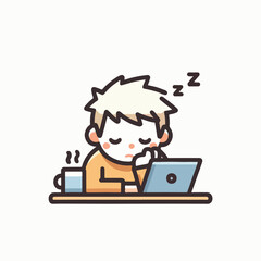 Vector image of tired person after learning