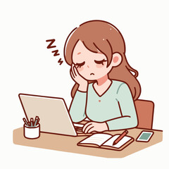 Vector image of tired person after learning