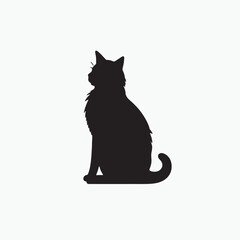 black silhouette of a cat simple illustration in white background