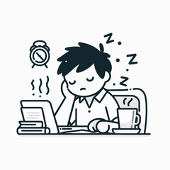 Vector image of tired person after learning