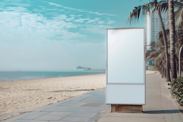 Tiny billboard on hushed beach pathway.