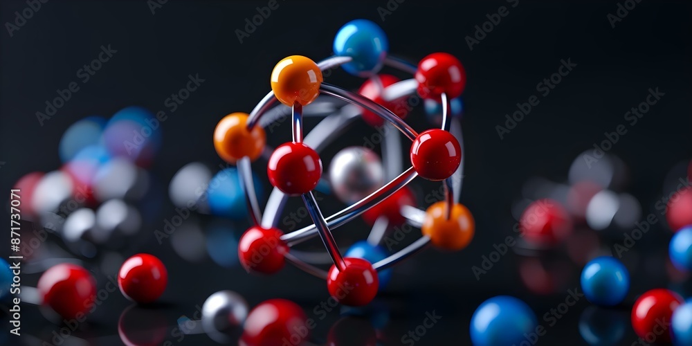 Poster colorful electron orbits an artistic representation of an atom. concept atomic structure, electron o