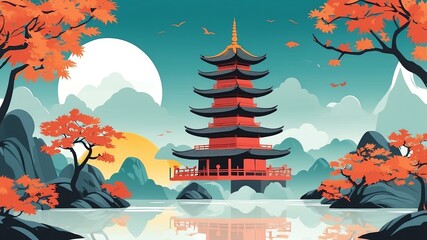 asian themed wallpaper for presentations and offices background