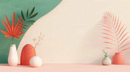 Abstract Geometric Shapes, Hand-drawn, Naive, Bizarre, Detailed and Colorful Illustration