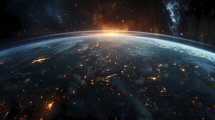 Obraz premium Wide angle shot of Earth from space