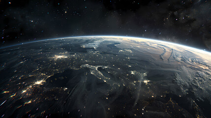 Obraz premium Wide angle shot of Earth from space